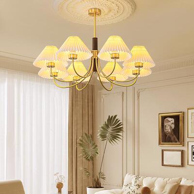 全铜式复古厅灯大气法美式餐厅客书房主灯胡70148桃木褶简约百卧