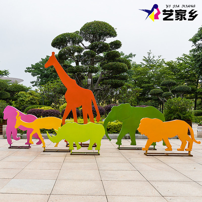 户外玻璃钢雕塑房地产园林公园美陈景观装饰发光动物剪影大型摆件