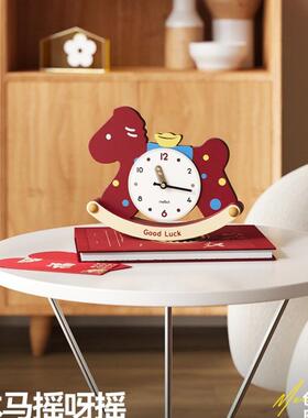 厅创意小马桌式面时钟摆件表摆台装式客玄关饰钟表摆放KA154512台