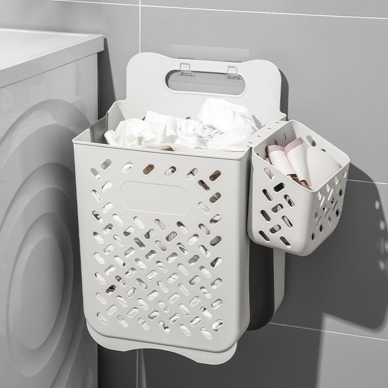 日桶QPO式间脏衣服家篓收纳筐洗衣篮用壁挂墙可折叠卫生浴室放衣