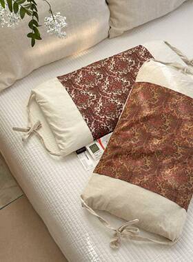 复古印花麻高可调式亚养生YIMING荞低麦枕芯护颈助眠家用成人睡儿