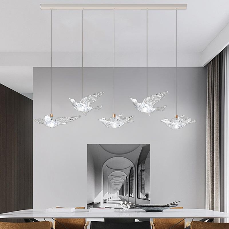 鸟吊灯创意艺术个性小家用厅灯透明吧台灯油奶95风感燕餐子造型