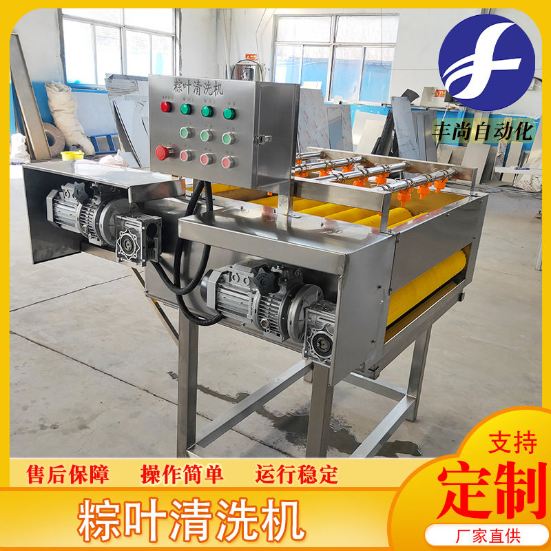 喷淋式双层毛辊粽叶竹叶清洗机