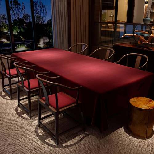 新中式防水盖桌布防泼水棉麻茶长zb004桌布布艺素色棉正方防尘茶