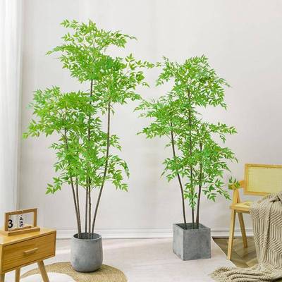 仿真盆栽植物绿南天厅竹落地仿生植摆件客沙景发边家居装kbC5txJ6