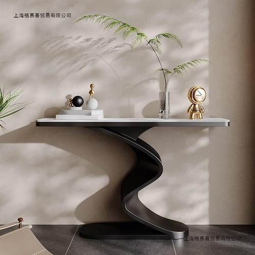 意轻奢岩板式玄关桌窄走靠墙现代别墅简约酒店FGK条案端景台廊超