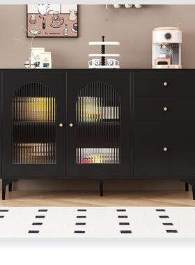 板餐边柜多功能FOA茶水柜客厅复古柜风黑色靠墙岩纳简约现代收储