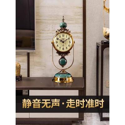 古?欧式复座Fh(h(d$p钟客厅时式钟2024款美摆放台新式钟表家用摆