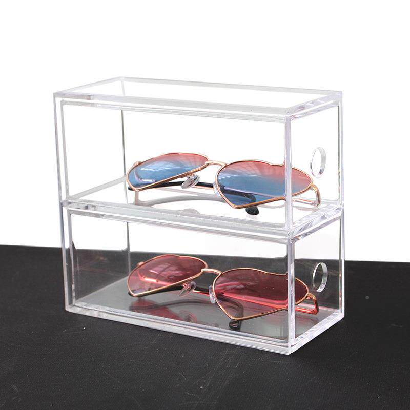 透明亚克力层眼镜盒家用桌多面整理收盒眼示镜C51纳太阳镜店铺展