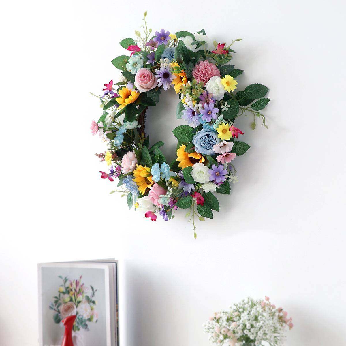 20花24春挂款向日葵墙环TH-20230仿真花家居装饰花圈庭院门饰壁饰,家居饰品,餐桌花艺,淘宝优惠券,粉丝福利购,淘宝优惠卷