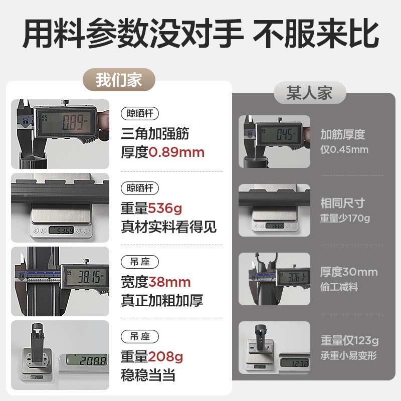 加外厚家用上下伸缩铝杆合金晾衣阳台室吊顶装防固定式风晾阳台顶