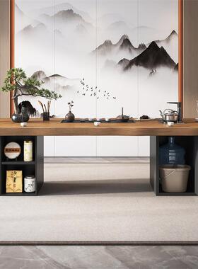 新式茶台大板茶椅组合中桌泡茶桌办室简约实FPW木茶桌家公用客厅