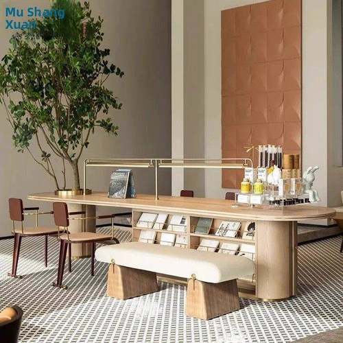 轻型豪华图书馆阅读桌咖啡厅酒吧椅酒店休闲区架空心桌椅谈判会议