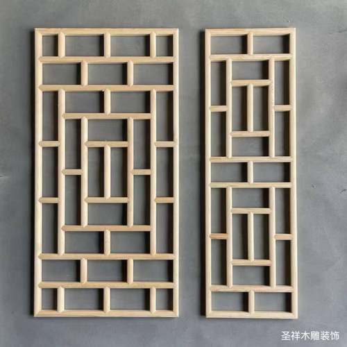 定制中式实木花格门楣隔断背景墙板彷古门窗悬吊式天花板垭口工字