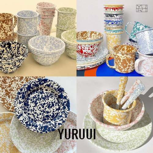 [YURUUI设计师]美国Crow Canyon经典泼墨搪瓷酸奶燕麦碗沙拉杯盘