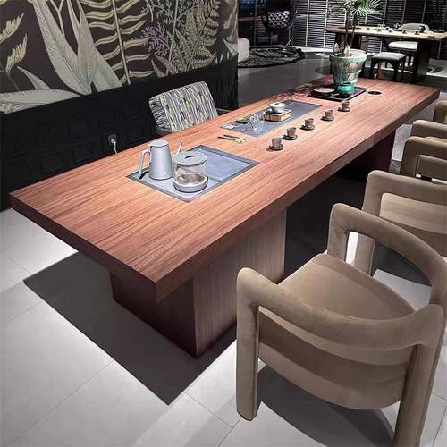 新中式北美黑胡桃木茶桌椅组合现代简约轻奢办公室实木茶室泡茶桌