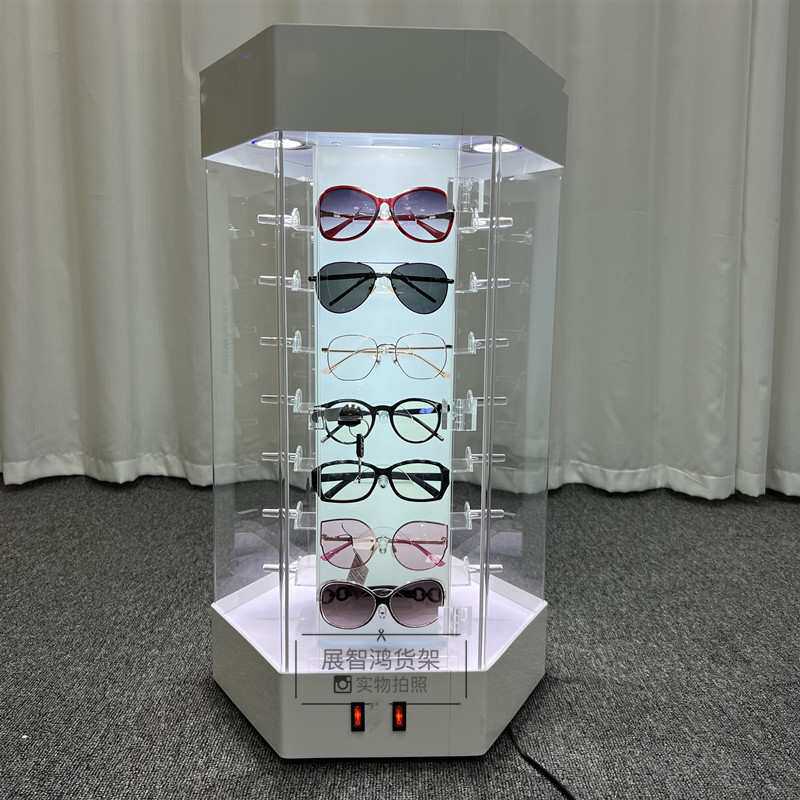 墨镜旋转展示架太阳眼镜展示柜落地式眼镜陈列架亚克力展示柜透明
