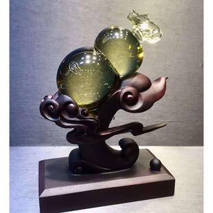 天然原黄水晶葫芦摆件石犹水摆件晶体透亮如晶冰块葫芦家908居摆
