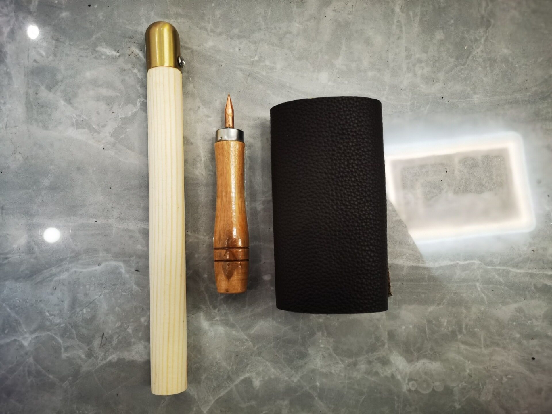 石器打制工具敲击铜锤压剥棒护手皮垫黑曜石打制石器新手三件套