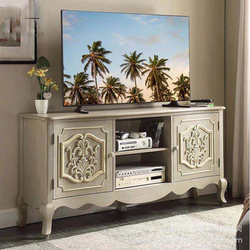 式乡村美端实木白色雕花电46984视柜高别墅复古做旧客厅收纳柜,住宅家具,其它柜类,淘宝优惠券,粉丝福利购,淘宝优惠卷