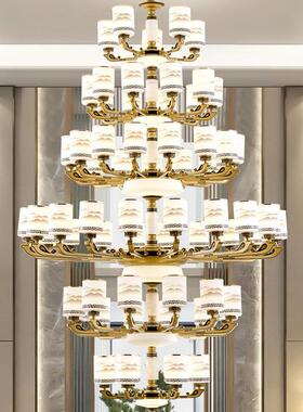 中式别墅大吊新灯中空复式楼客厅空层防跃70281尘酒挑店工程大堂