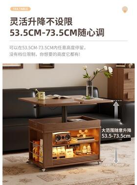 实木折叠茶几小可升车UJR降小户型客厅家用沙发移边柜可动推边几