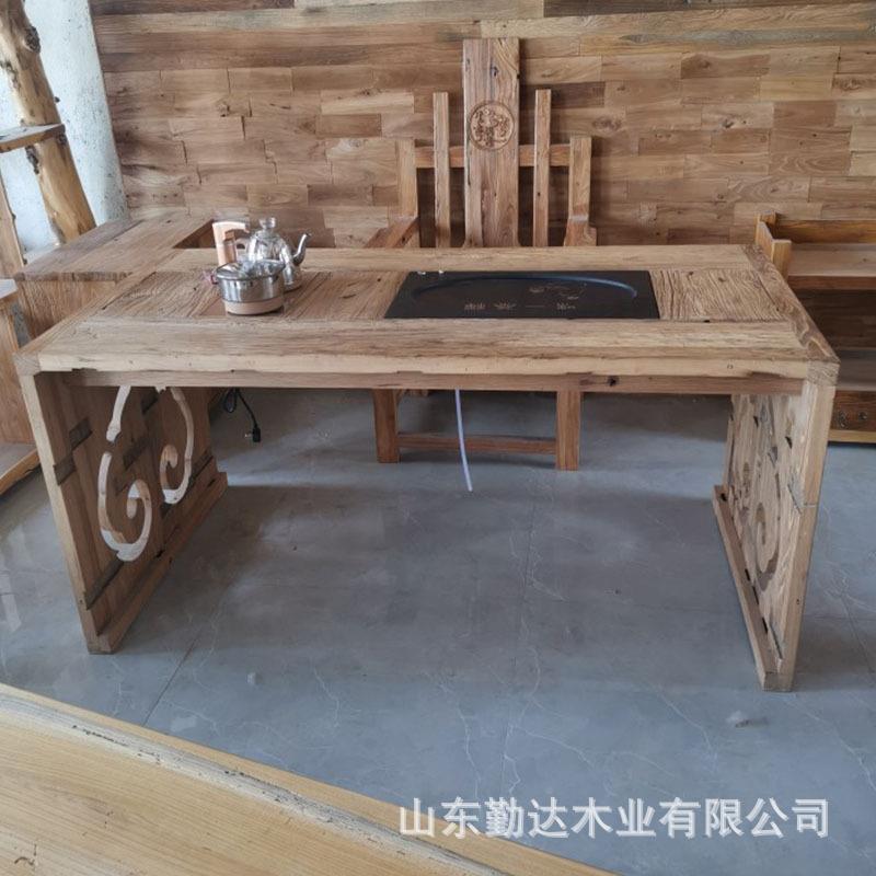 山东老榆桌木复古怀风化旧门板实旧木茶茶台板大桌BWW老榆木书桌