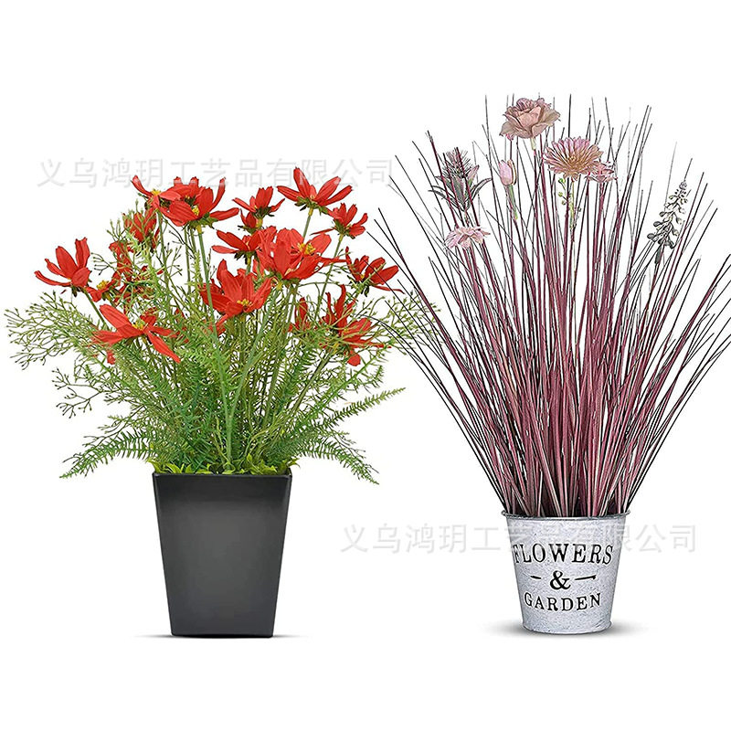新款人造塑料花植物盆栽家居装饰假植物盆景创意仿真绿植装饰摆件