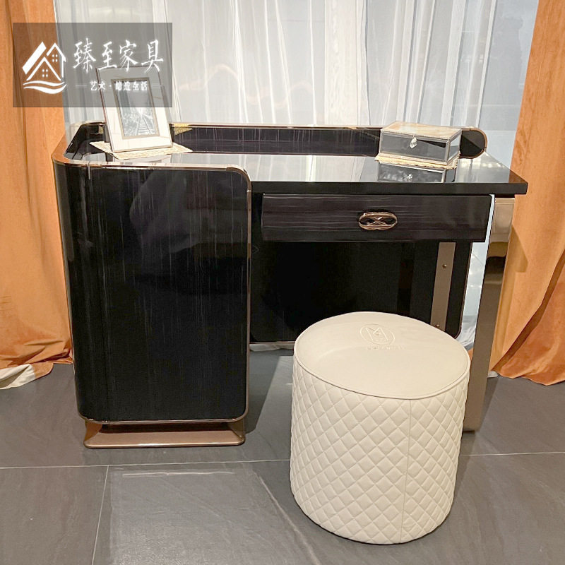 意式轻奢书桌椅后现代化妆台梳妆桌实木烤漆宾利别墅卧室高端家具