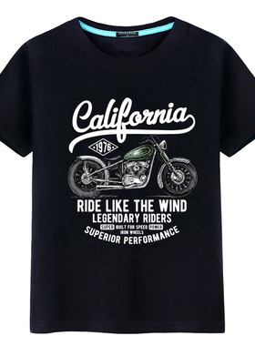 欧美机车重磅短袖t恤男摇滚美式复古健身哈雷摩托车阿美咔叽印花