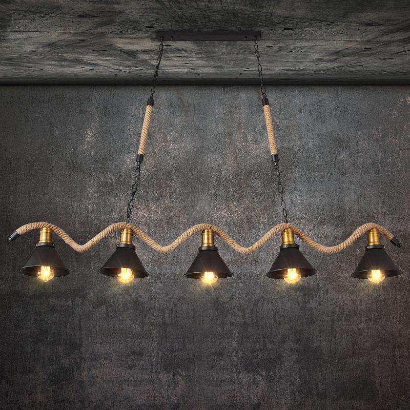 酒吧个性麻绳吊灯工业风复古网咖灯具创意餐吊灯设计师吧台吊灯具