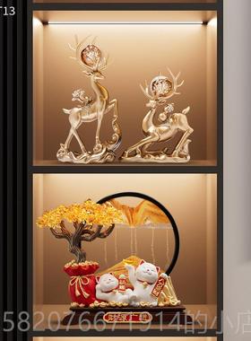 高档发财沙画招财猫家摆件客厅装饰新房子搬礼物乔迁新居开流业礼