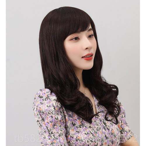 高档发采购品假发为妇女长头发，夏季自然全产发带，大波浪长卷发