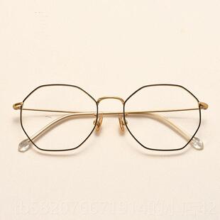 高档超轻纯钛覆古流网红女防蓝光防辐射则度抗疲劳可配数不规眼潮