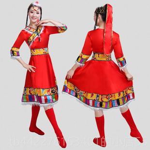 高档少民藏族族出舞蹈演服装数水袖女成人男款藏族服装广场舞表演