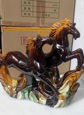 高档摆唐三彩马件八骏图摆件陶瓷工帆艺饰品一风顺摆件家居品礼品