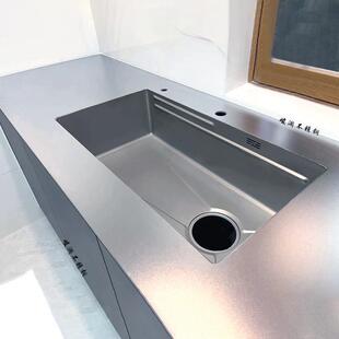 304不锈钢实心台面防刮花一体水槽厨房灶台橱柜岛台工作台5mm面板