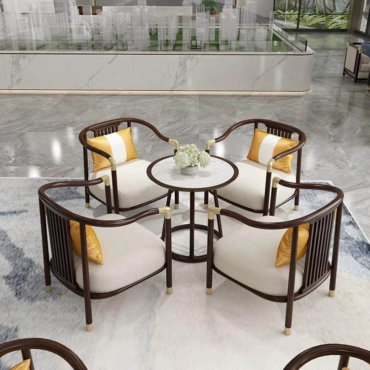 售楼处部新中式洽谈桌椅酒店会所茶楼接待一桌四椅样板房休闲餐椅