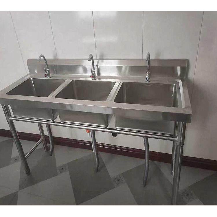 304不锈钢水槽加厚水池三槽三眼三连池一体三池三联商用洗菜盆3池