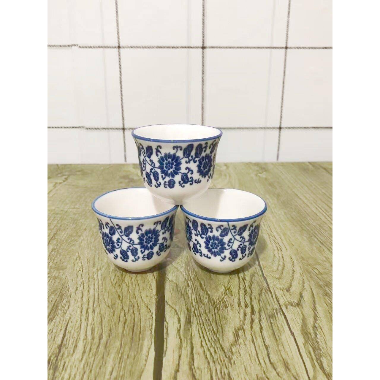 陶瓷老式青花酒杯一两酒盅家用烈酒杯中式供奉拜神白酒杯50毫升