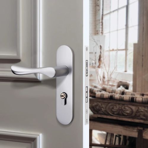 银色室内门把手卧室门锁家用静音房门锁氧化铝分体磁吸锁木门锁具