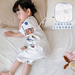 宝宝睡袋纯棉春夏季 儿童防踢被子神器夏天网眼婴儿连体睡衣 薄款