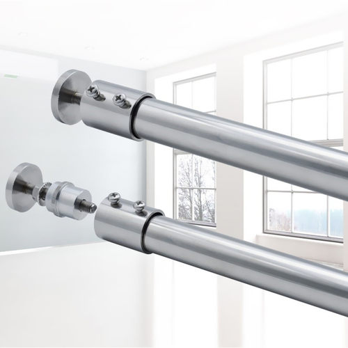 强力增压免打孔浴帘杆底座 304防锈挂衣杆法兰座 浴室晾衣杆管座