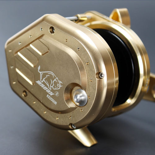 近海船钓自动排线慢摇铁板轮高速比切线锁扣拖钓防海水全金属鼓轮