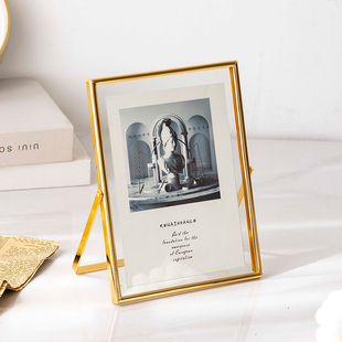 洗照片做成玻璃透明相框定制六6寸相簿摆件高级感金属摆台8寸挂墙