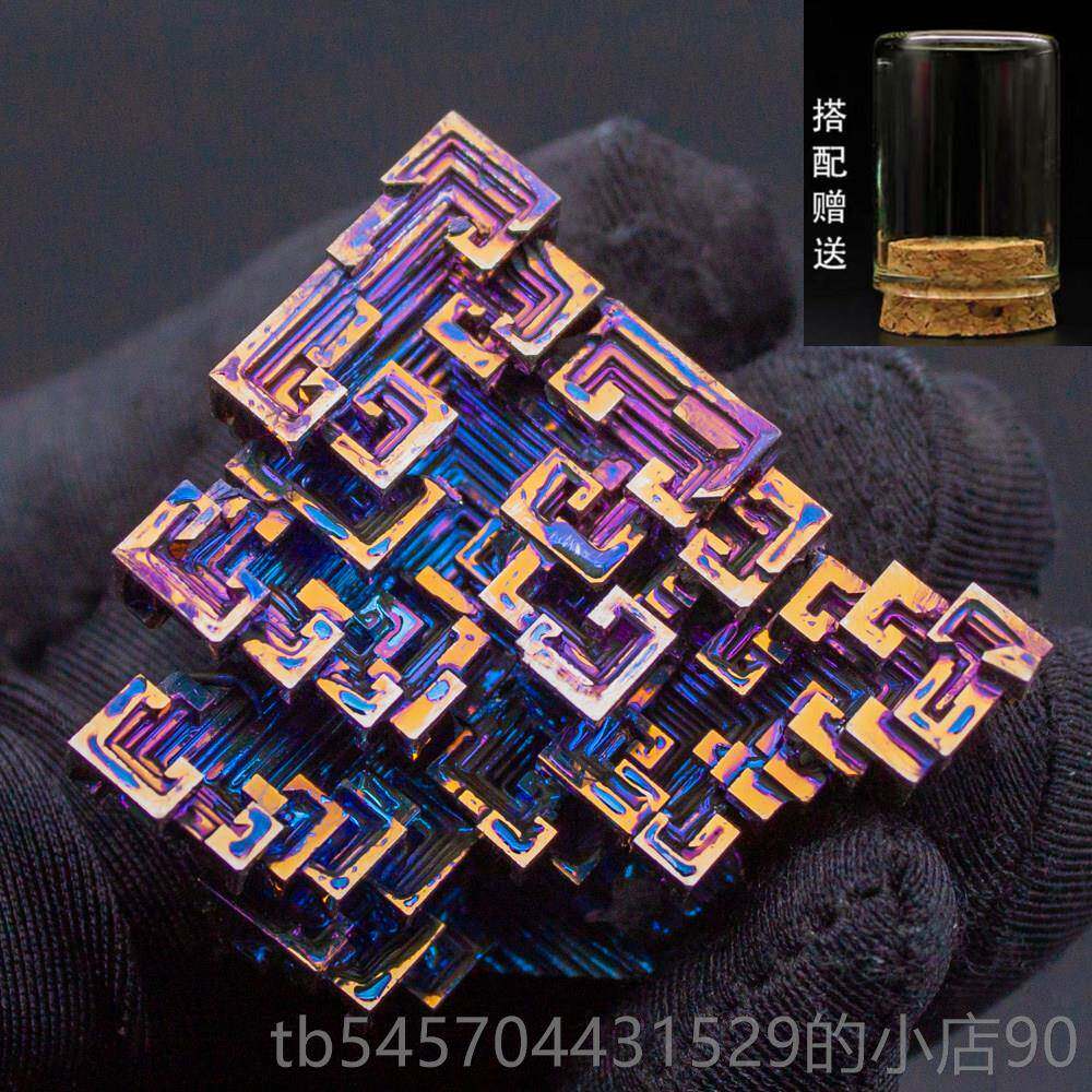 正品铋晶品体金属结晶学元原素收藏矿化石标本石创意礼物全新饰摆