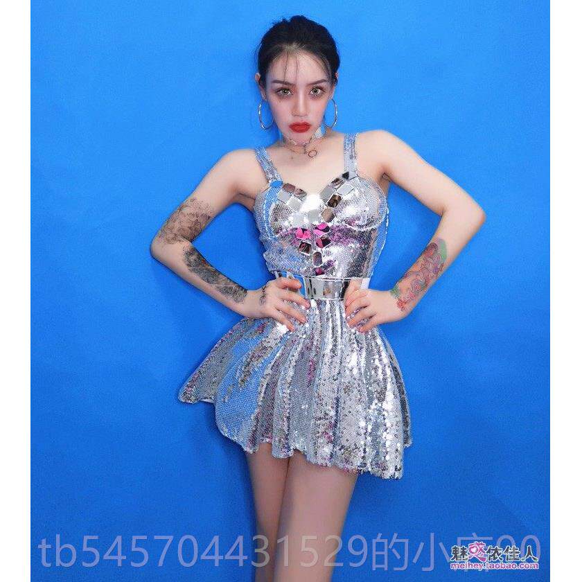 正品新款夜店酒吧s演出服oggo领舞气性感大dj女嘉宾主持人露肩亮d