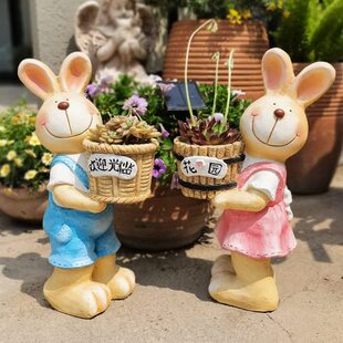 兔子花盆动物多肉大号创意阳台装饰户外庭院花园可爱卡通造型摆件