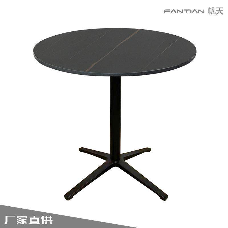 现代简约餐桌阳台小圆桌组合休闲桌五金圆形桌子茶几工厂