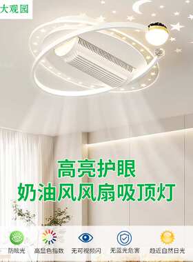 大观园卧室吸顶灯2026新款现代简约吸顶灯星空隐形无叶风扇灯440L